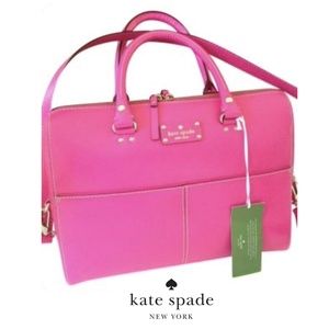 Kate Spade Pink Leather Laptop Satchel Bag and Dust Bag NWT